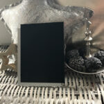 Blanco Naambordje | Zwart met RVS Look Zilver Achterplaat | 15x20cm
