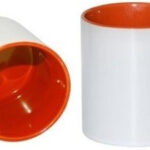 Oranje 11 oz. Mok Wit met gekleurde binnenkant & oor | AA Kwaliteit