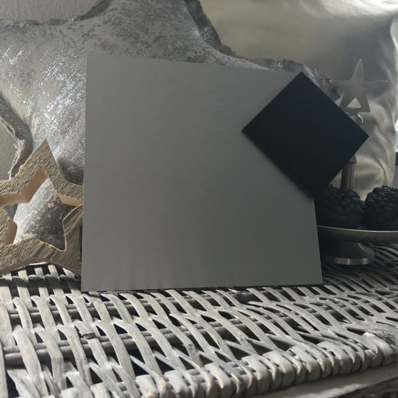 Blanco Naambordje | Vierkant RVS Look Zilver met Zwarte Ruit