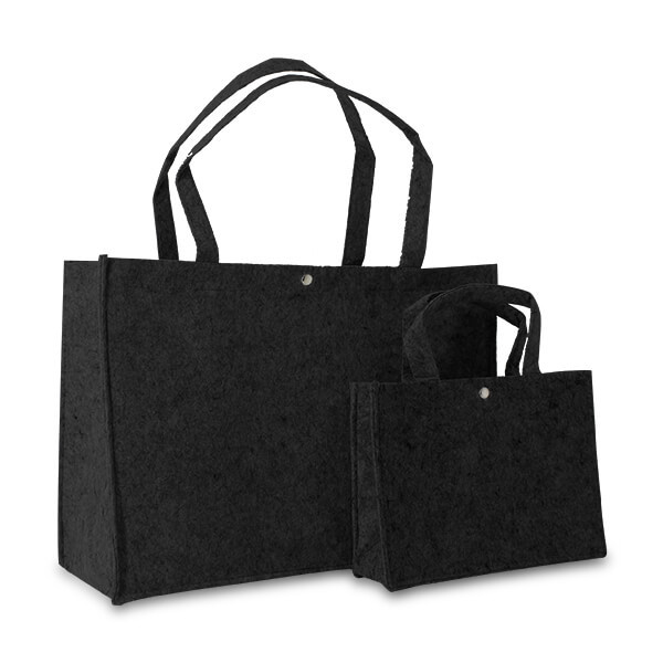 Zwarte Luxe Vilten tas “Small” met Drukknoop | Plotterie.nl